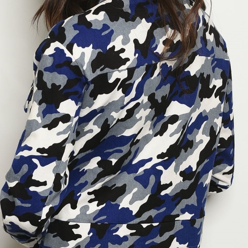Blue Multi-Color Camouflage Jacket - Picture 6 of 6
